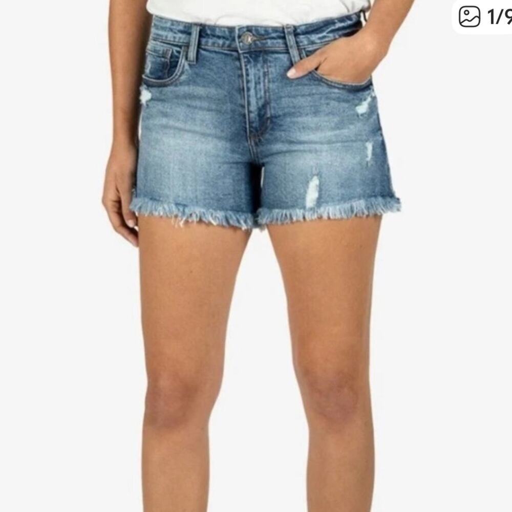 Kut from the Kloth Women's Distressed Denim Shorts - Blue